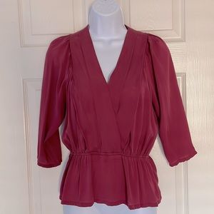 7 FOR ALL MAN KIND Blouse Top “Cheresi” l Size: XS l Burgundy 3/4 Sleeve